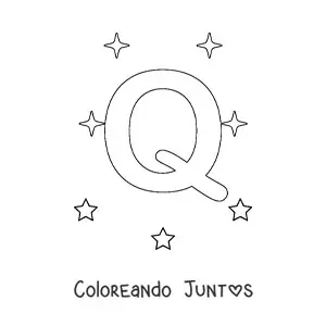 Imagen para colorear de letra q mayúscula con estrellas