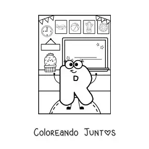 Imagen para colorear de la letra r animada en la escuela