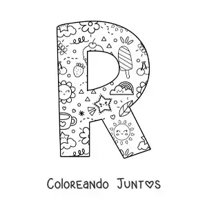 Imagen para colorear de la letra r con dibujos animados