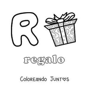 Imagen para colorear de r de regalo