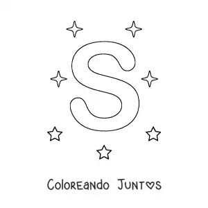 Imagen para colorear de letra s mayúscula con estrellas