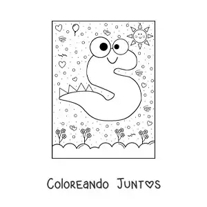 Imagen para colorear de la letra s animada con forma de monstruo con dibujos animados