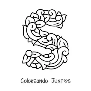 Imagen para colorear de letra s mayúscula decorada