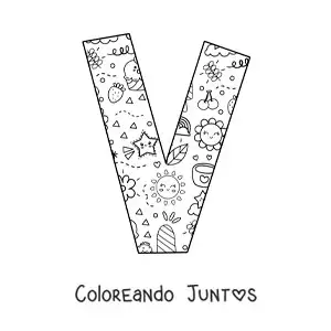 Imagen para colorear de la letra v con dibujos animados