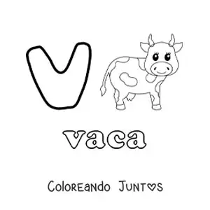 Imagen para colorear de v de vaca