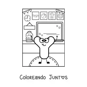 Imagen para colorear de la letra y animada en la escuela