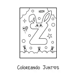Imagen para colorear de letra z con forma de conejo kawaii animado
