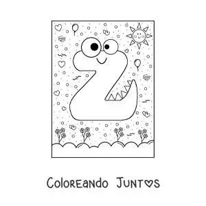Imagen para colorear de la letra z animada con forma de monstruo con dibujos animados
