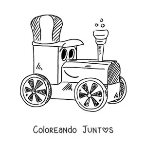 Imagen para colorear de un tren animado feliz
