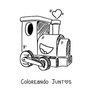 Imagen para colorear de un tren animado sonriente