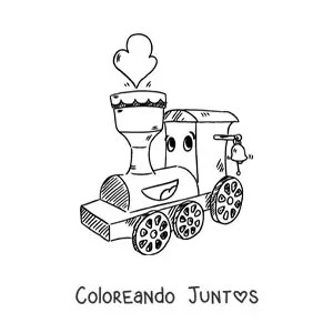 Imagen para colorear de un tren animado sonriendo
