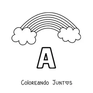 Imagen para colorear de la letra a de arcoíris