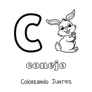 Imagen para colorear de la letra c de conejo