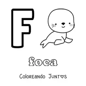 Imagen para colorear de la letra f de foca