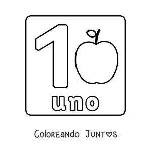 Imagen para colorear de ficha del número 1 grande para niños