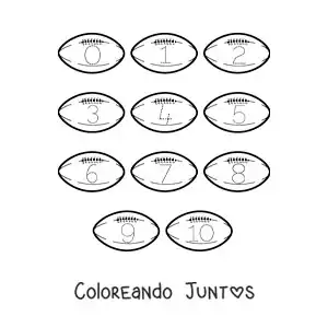 Imagen para colorear de actividad para trazar los números del 1 al 10 con balones