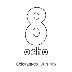 Imagen para colorear de ficha del 8 para aprender los números naturales