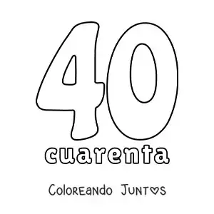 Imagen para colorear de ficha del 40 para aprender los números naturales