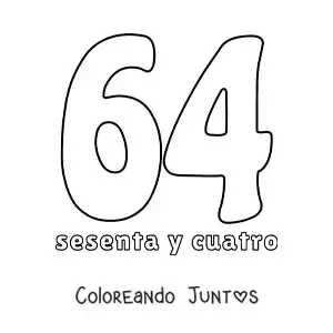 Imagen para colorear de ficha del 64 para aprender los números naturales