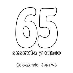 Imagen para colorear de ficha del 65 para aprender los números naturales