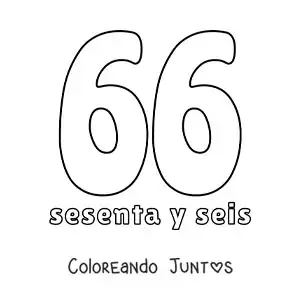 Imagen para colorear de ficha del 66 para aprender los números naturales