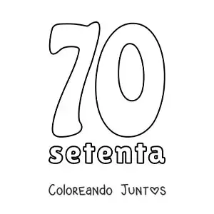 Imagen para colorear de ficha del 70 para aprender los números naturales