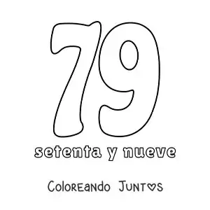 Imagen para colorear de ficha del 79 para aprender los números naturales