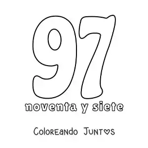 Imagen para colorear de ficha del 97 para aprender los números naturales
