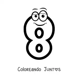 Imagen para colorear del número 8 animado para niños