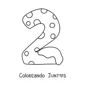 Imagen para colorear del número 2 decorado para niños