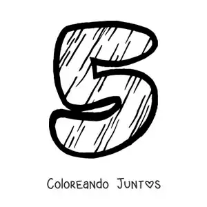 Imagen para colorear del número 5 grande para niños de preescolar