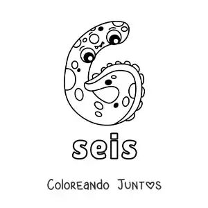 Imagen para colorear del número 6 con forma de monstruo animado de halloween