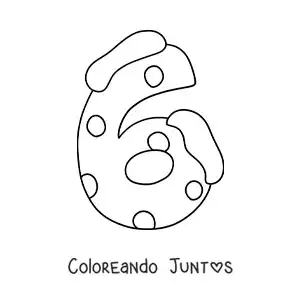 Imagen para colorear del número 6 decorado para niños