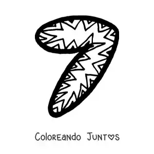 Imagen para colorear del número 7 grande para niños de preescolar