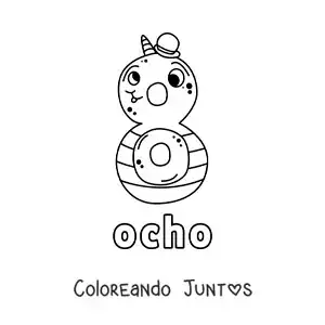 Imagen para colorear del número 8 con forma de monstruo animado de halloween