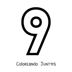 Imagen para colorear del número 9 grande