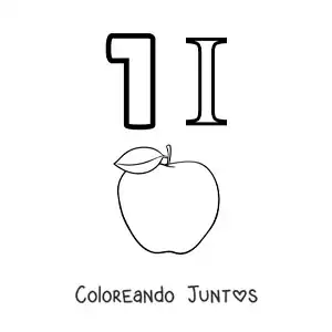Imagen para colorear de ficha del 1 en números romanos con dibujos animados
