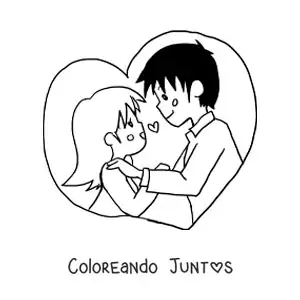 Imagen para colorear de pareja enamorada estilo anime