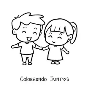 Imagen para colorear de pareja de enamorados tomados de la mano