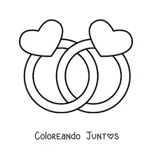 Imagen para colorear de anillos de boda entrelazados