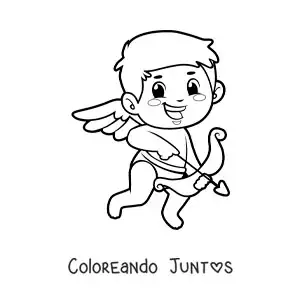 Imagen para colorear de cupido animado con arco y flecha