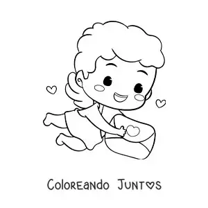 Imagen para colorear de cupido con una carta de amor
