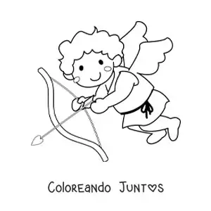 Imagen para colorear de cupido con un arco y una flecha