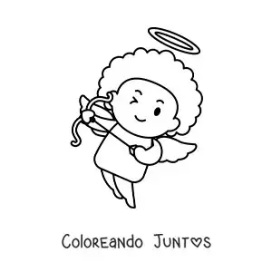 Imagen para colorear de caricatura de cupido disparando una flecha