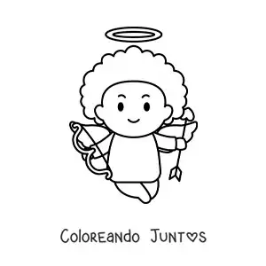 Imagen para colorear de caricatura de cupido con arco y flecha