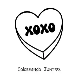 Imagen para colorear de caramelo de corazón xoxo