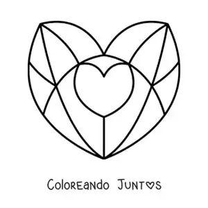 Imagen para colorear de corazón de vitral grande