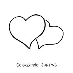 Imagen para colorear de dos corazones grandes y bonitos