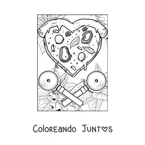 Imagen para colorear de corazón de pizza