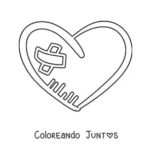Imagen para colorear de corazón herido